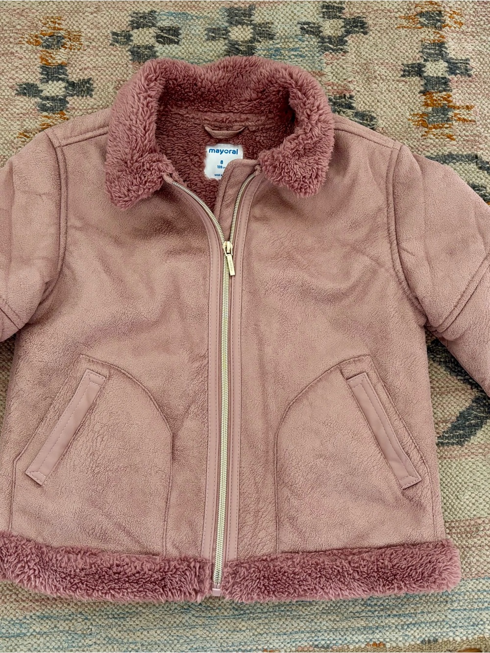 Mayoral Dusty Rose Faux Shearling Jacket